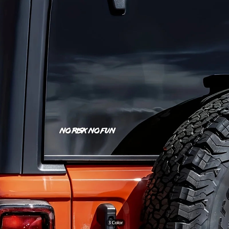 22CM 2.4cm No Risk Fun Sticker Decal Black White