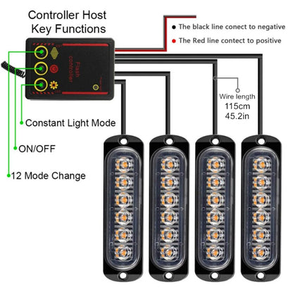 Front Grille Lighting 12V 24V Amber Emergency Strobe Warning