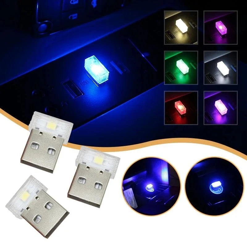 2PCS MINI USB Interior Atmosphere Emergency Lighting Colorful