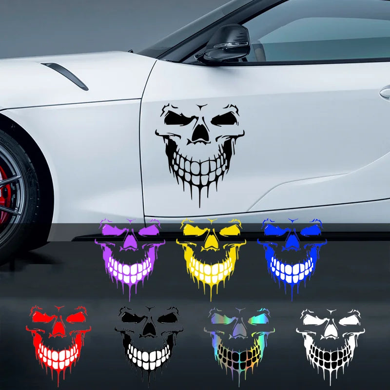 Sticker Removable Waterproof Colorful Laser 3D Skull Vinyl Pet