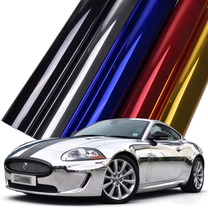 Glossy Silver Mirror Chrome Vinyl Film Wrap Wraps Foil