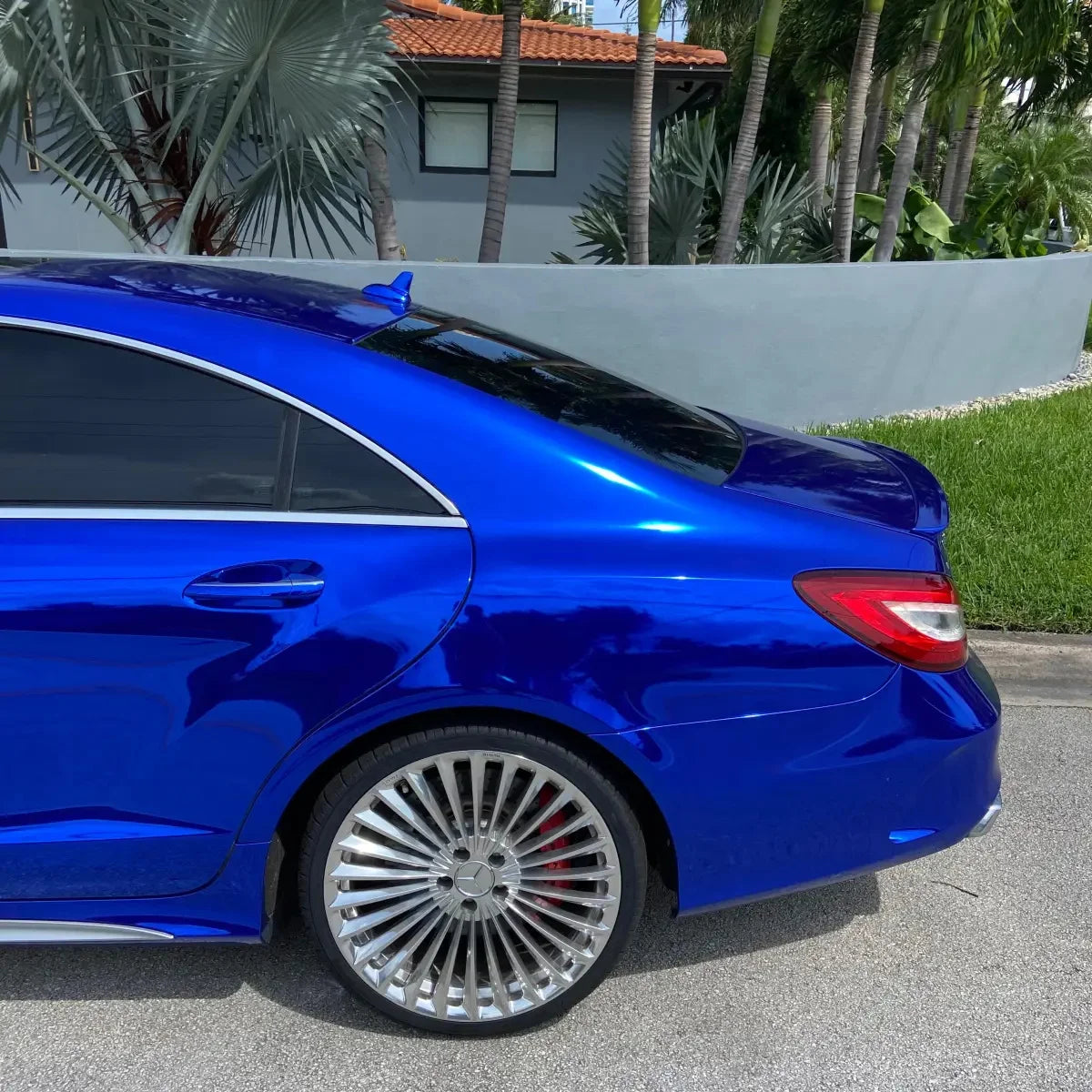 Blue Chrome Vinyl Wrap Film Waterproof Air Bubble Self