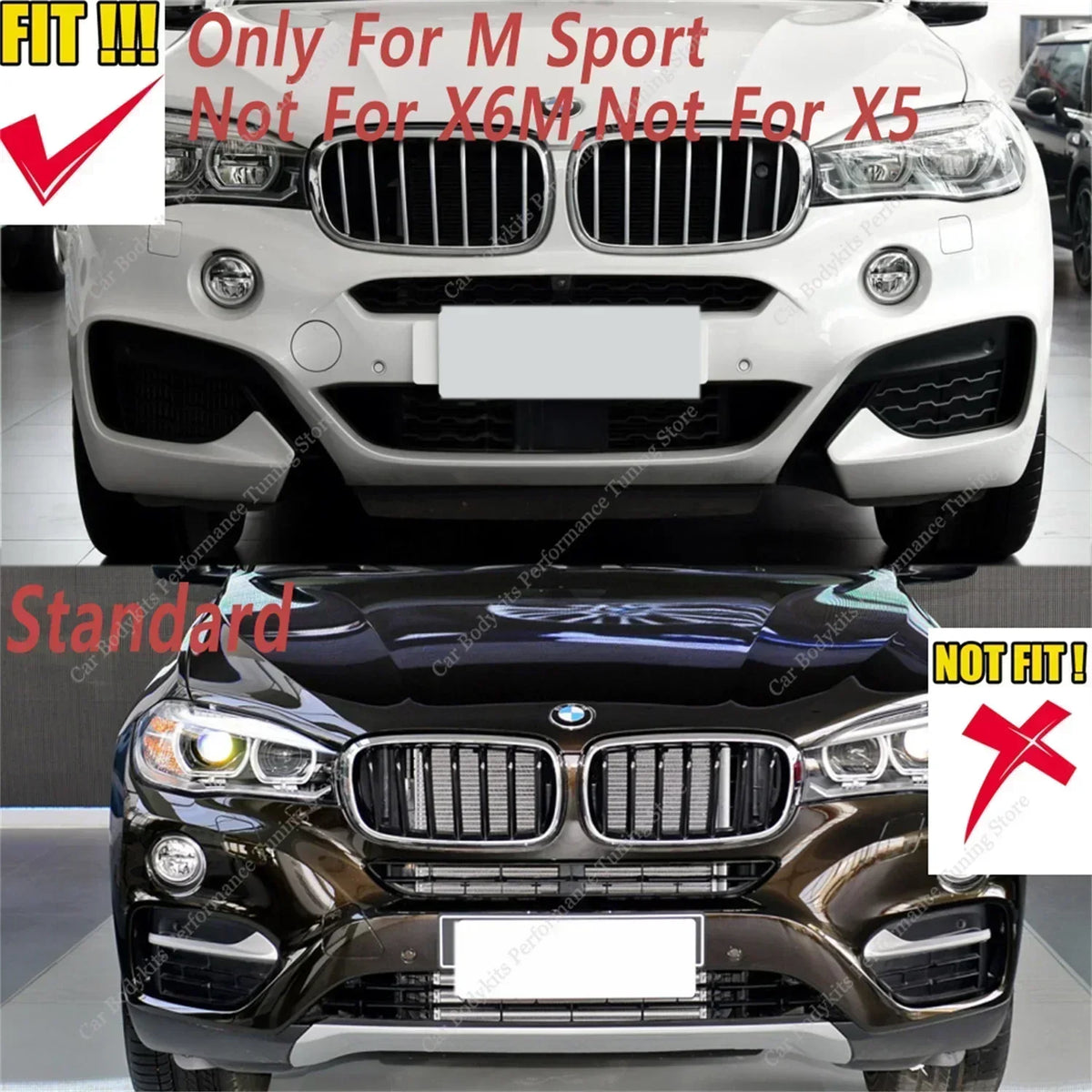 For BMW X6 F16 M Sport 4PCS Performance Gloss Front Bumper