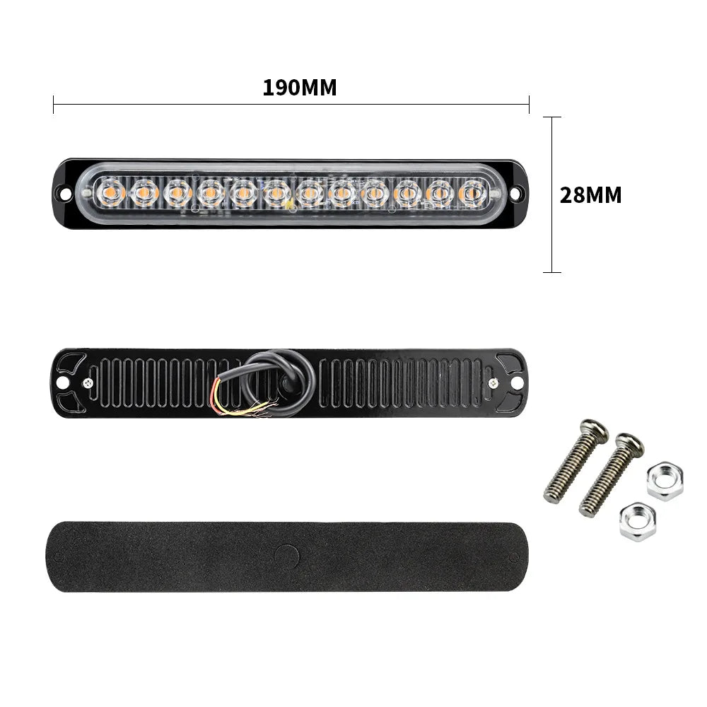 Red Blue Yellow Flash Truck Side ultra-thin Strobe 12LED