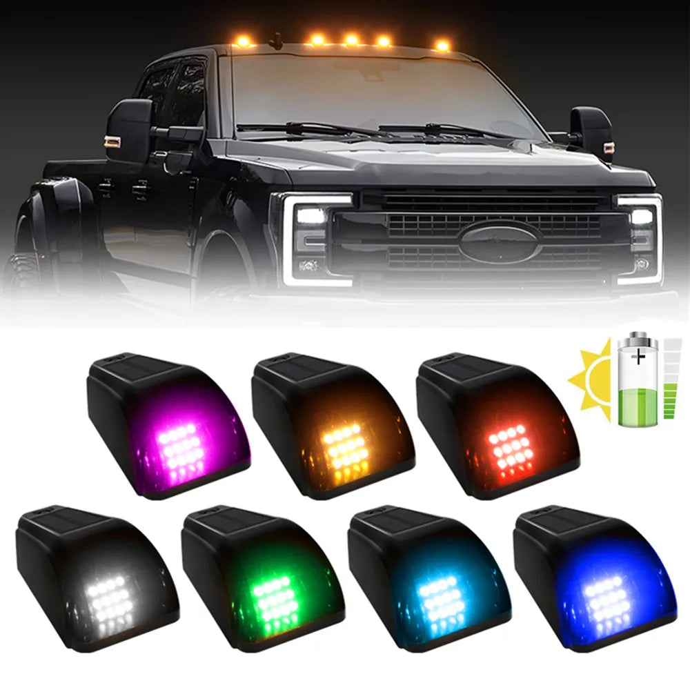 5PCS Cab Roof Marker Solar Warning Signal Lighting 5V
