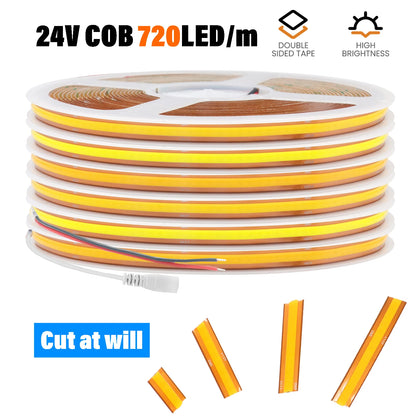 Cut Freely Cob Strip 24V Super Bright 720 Leds
