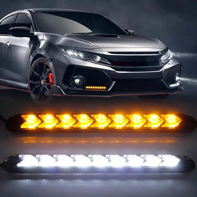 2PCS Arrow Daytime Running 12V Drl Switchback Strips Amber