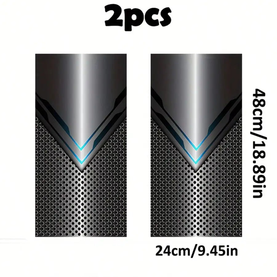 Tech Silver Blue v-chevron Pillar Decal Waterproof 3D Metal
