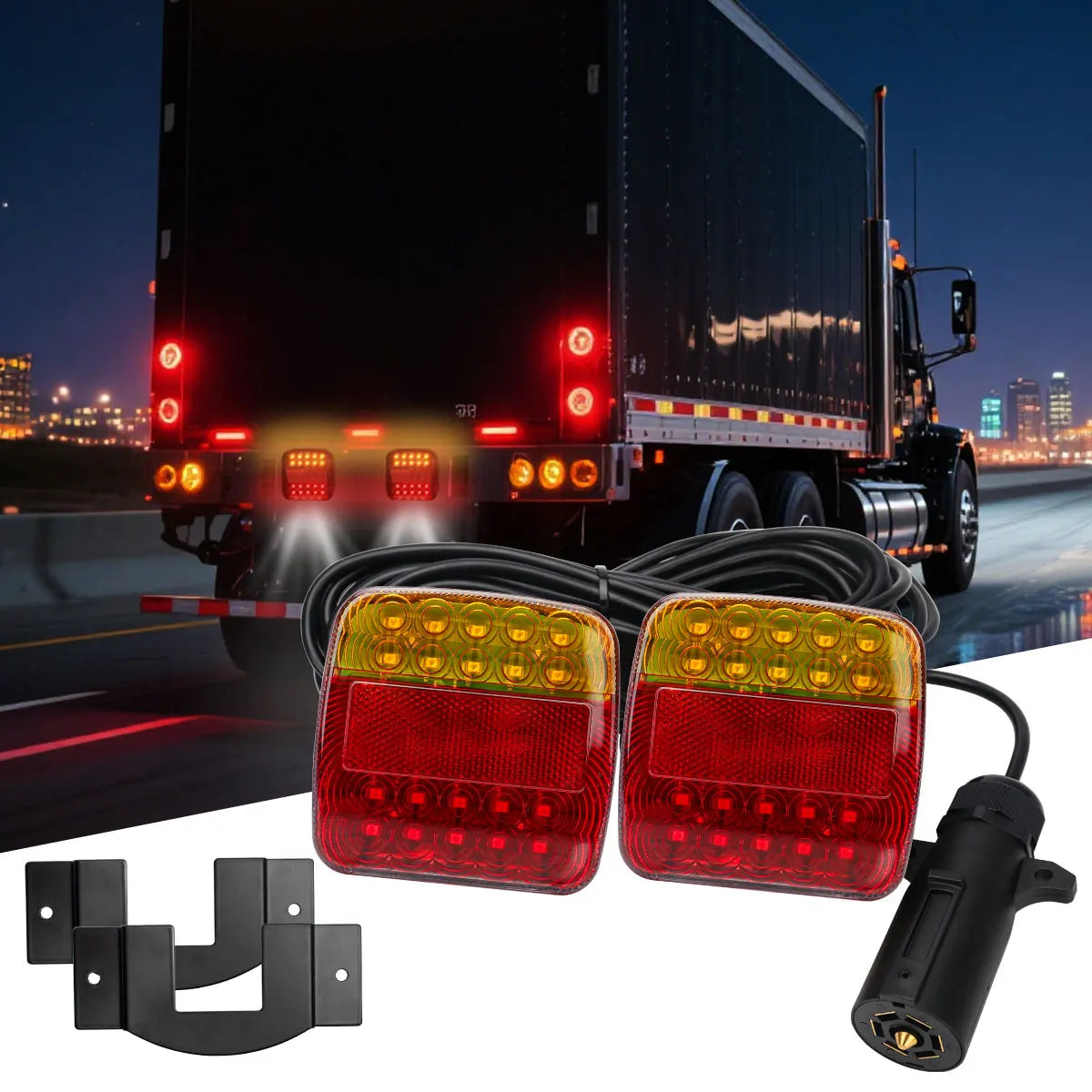 2PCS Set Trailer Truck Tractor Safety Warning Rear Tail
