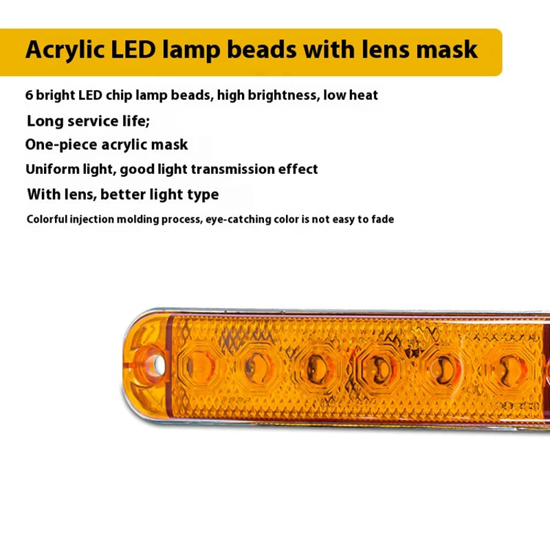 2PCS 12V 24V 6LED Strobe Warning Signal Front Rear