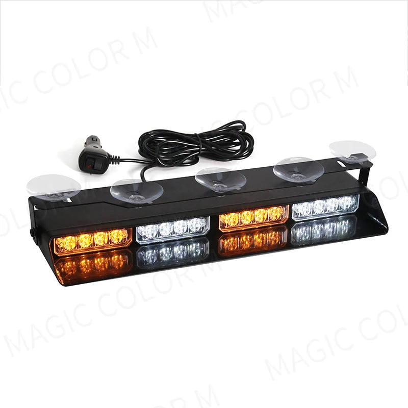 For Flash Warning Lamp Front Windshield Strobe Bar Amber White
