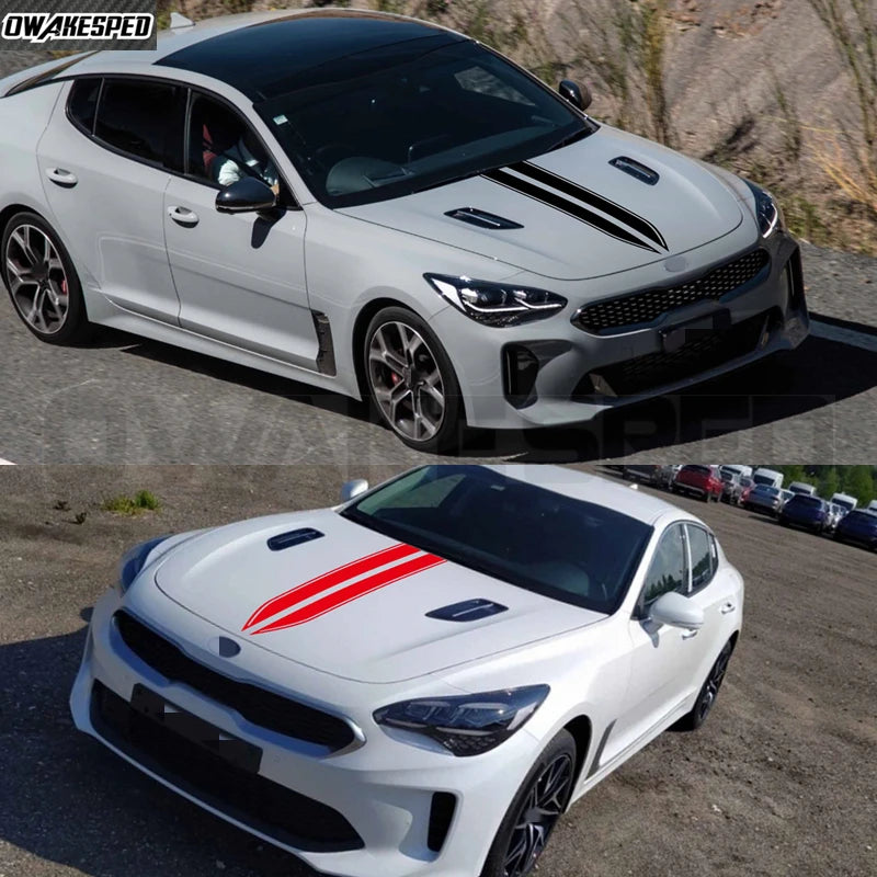 For Kia Stinger Accessories Diy Vinyl Hood Engine Cover Decor