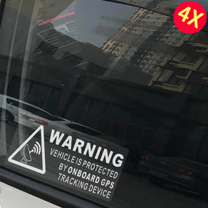 4X Warning On Board Gps Tracking Device Sign Sticker