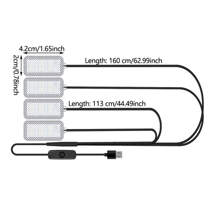4PCS Set Ambient USB Cigarette Lighter Powered Footwell Interior