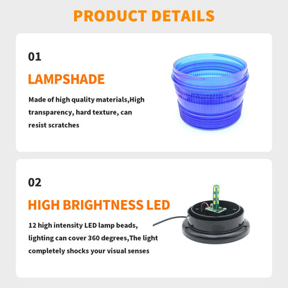 Laikesi 12LED Amber Strobe Beacon Warning Base 12V Cigarette