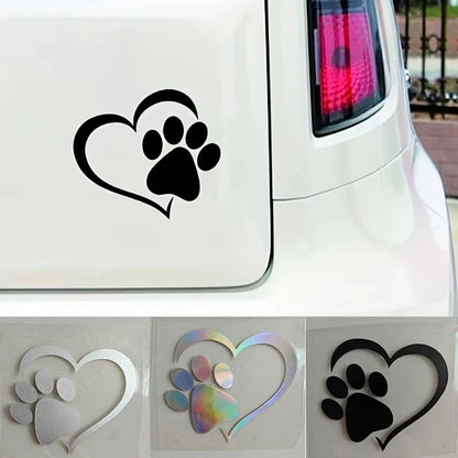 1PC Heart Dog Cat Paw Print Pet Window Bumper