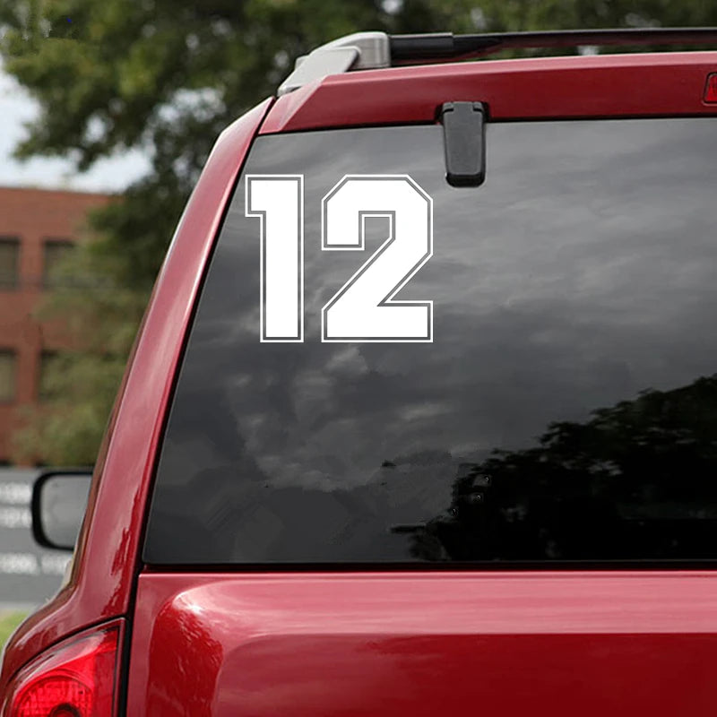 Figure Number 12 Racing Sticker Vinyl Decal Waterproof Stickers