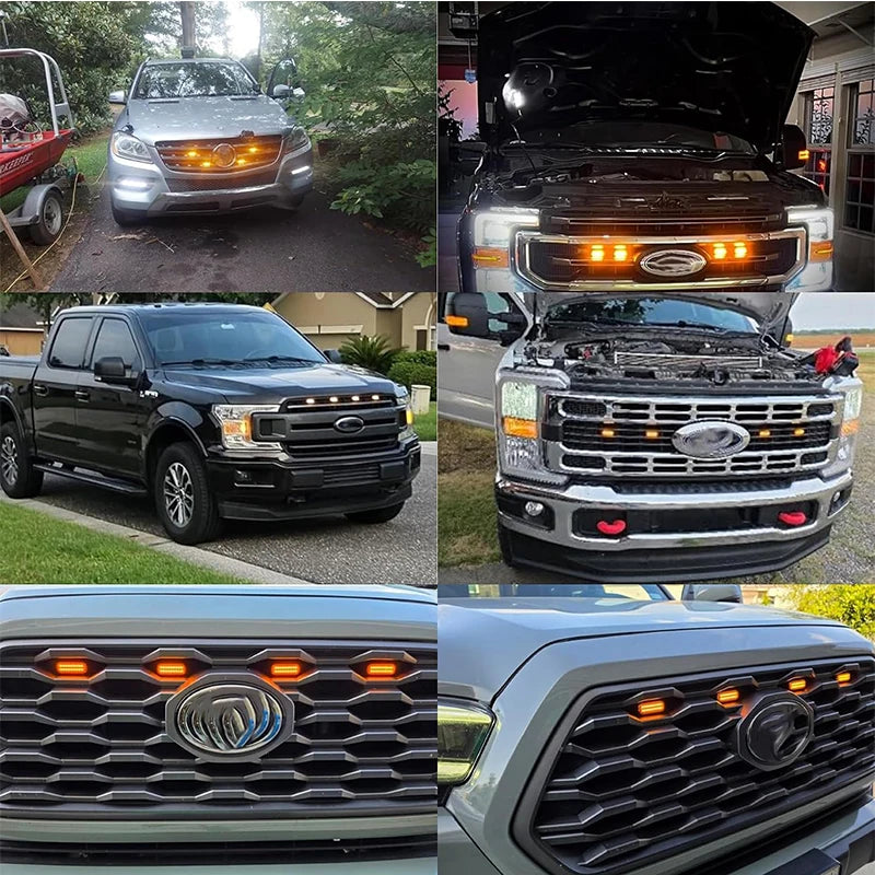 For Dodge Charger Challenger Universal Clip-On 4PCS Amber Grill