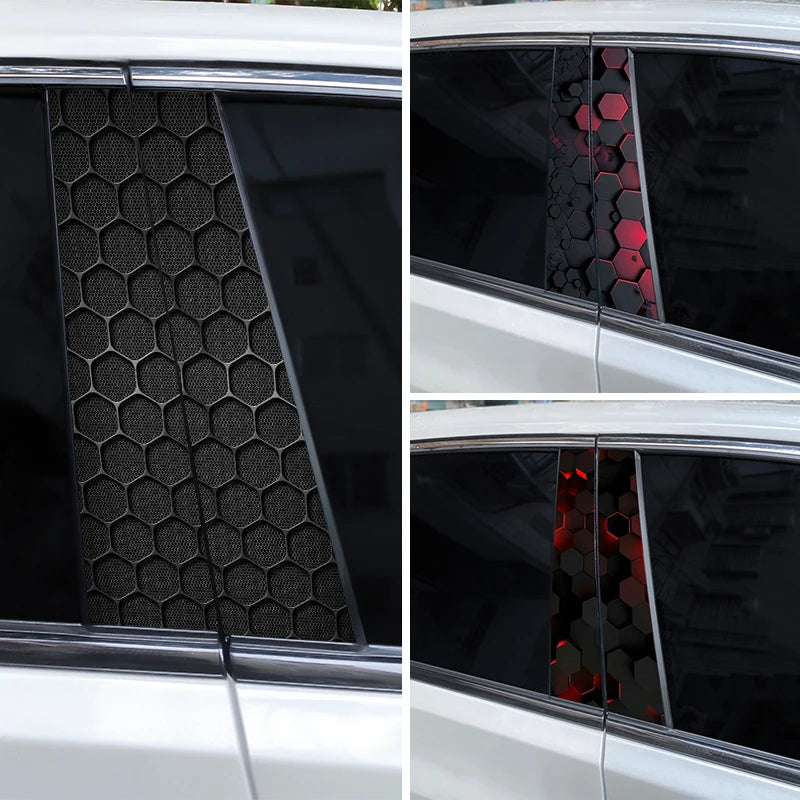 2PCS Honeycomb Image Decal b-pillar Sticker Vinyl Waterproof Door
