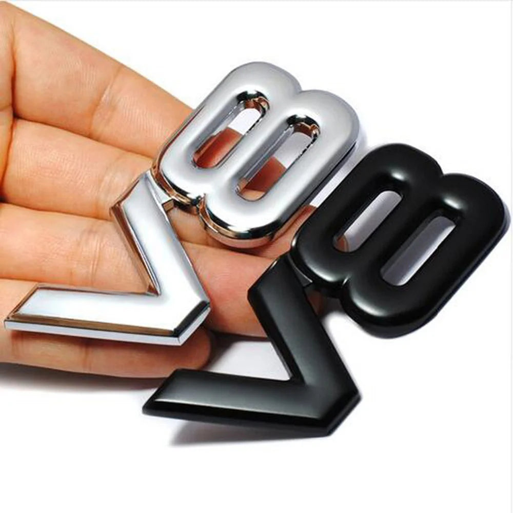 For Universal 1PCS 3D Metal Decal Self Adhesive V6 V8 v12truck