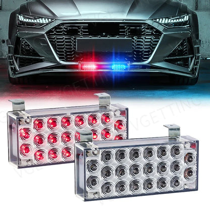 Front Grille MINI Flashing Emergency 2X Strobe Warning Firemen