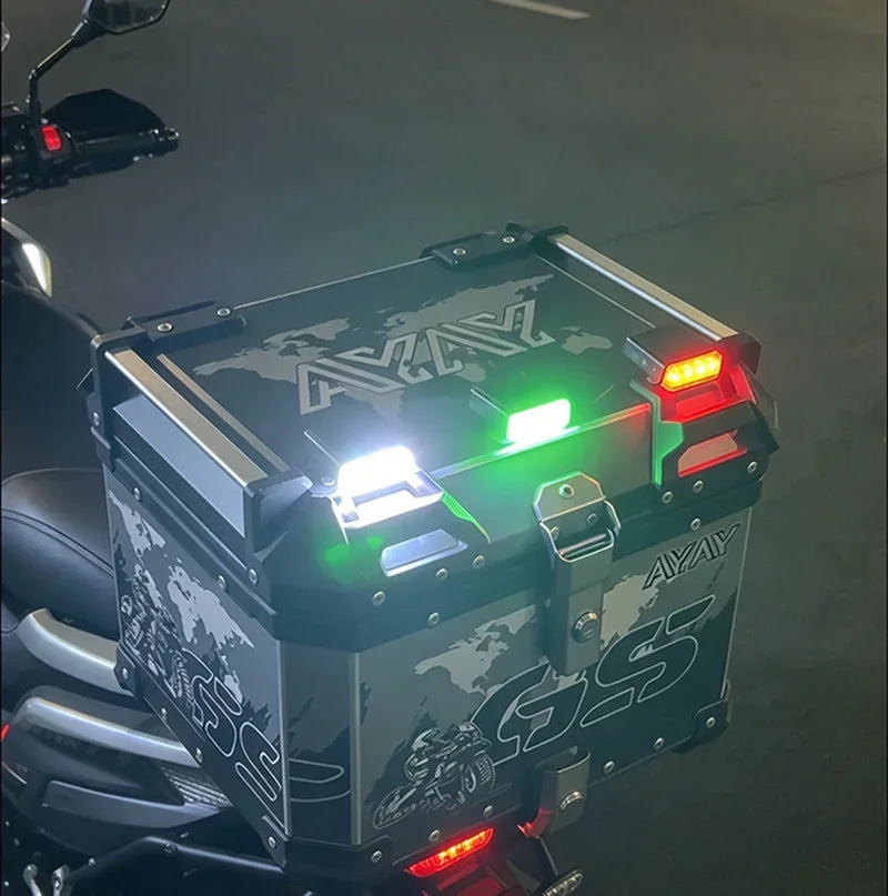 For Motorcycle Top Box Side Case Solar Warning Flashing Mode