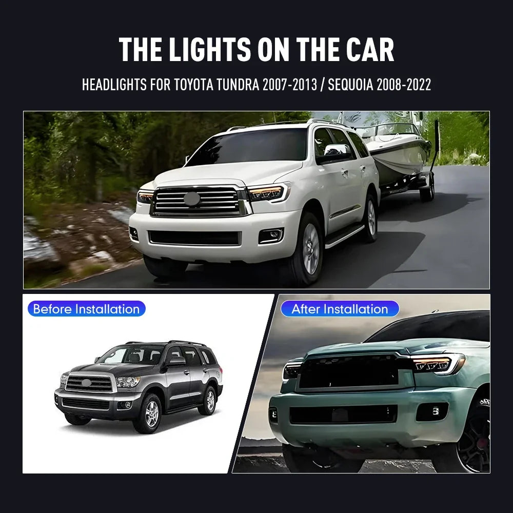 For Toyota Sequoia 2008-2022 Tundra 2007-13 Head Headlight