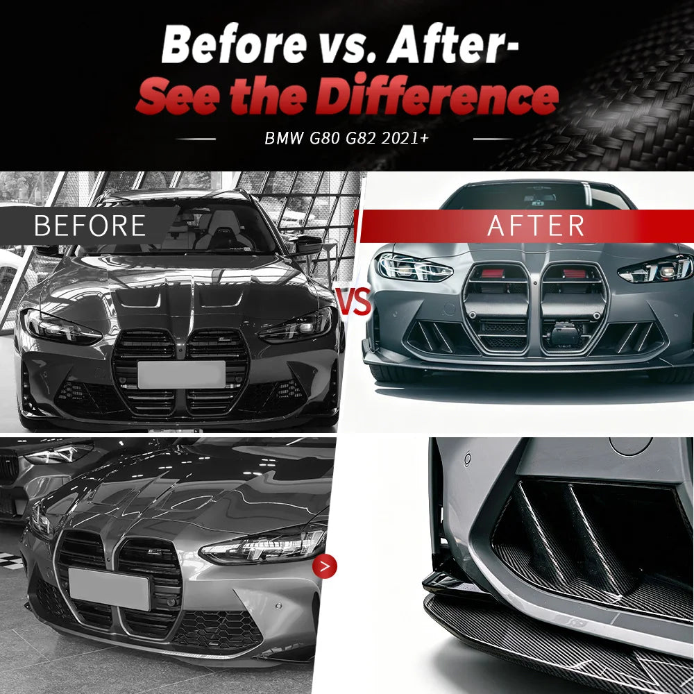 For BMW M3 G80 G81 M4 Real Dry Carbon Fiber Front Bumper Vents