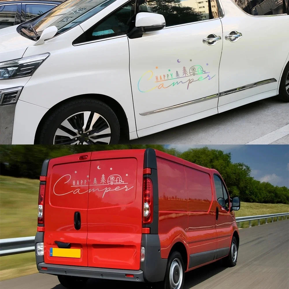 For Caravan Minivan Happy Camper Adventure Sticker Van Motorhome