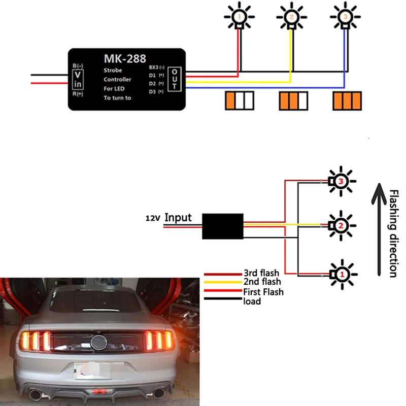 Step Sequential Turn Signal Module Kit Chase Flash Box