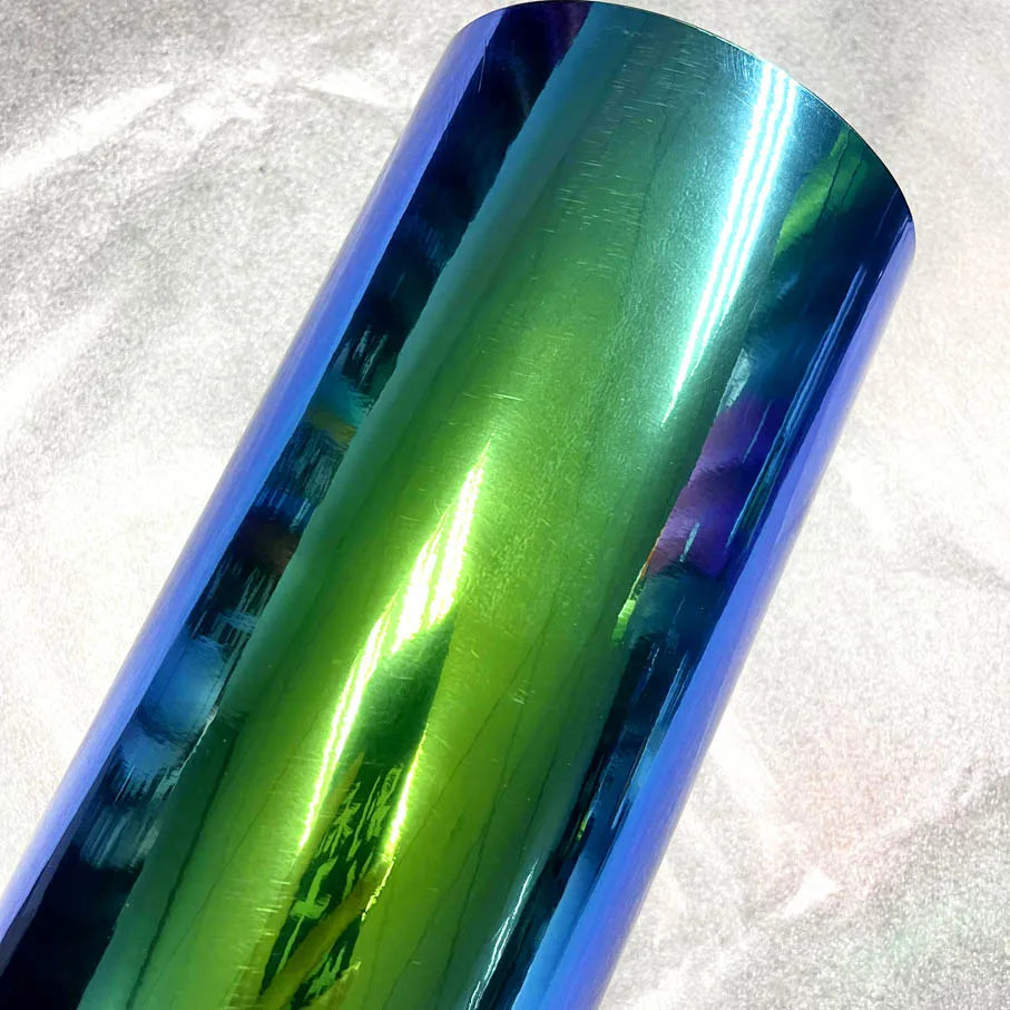 50x137cm Chameleon Rainbow Green Blue Chrome Vinyl Film Laser