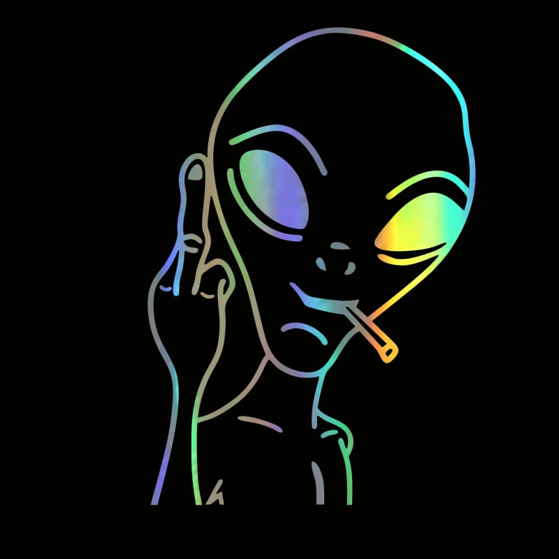 Hungmieh Stickers Funny Alien Personality Ufo Decals Laser Vinyl