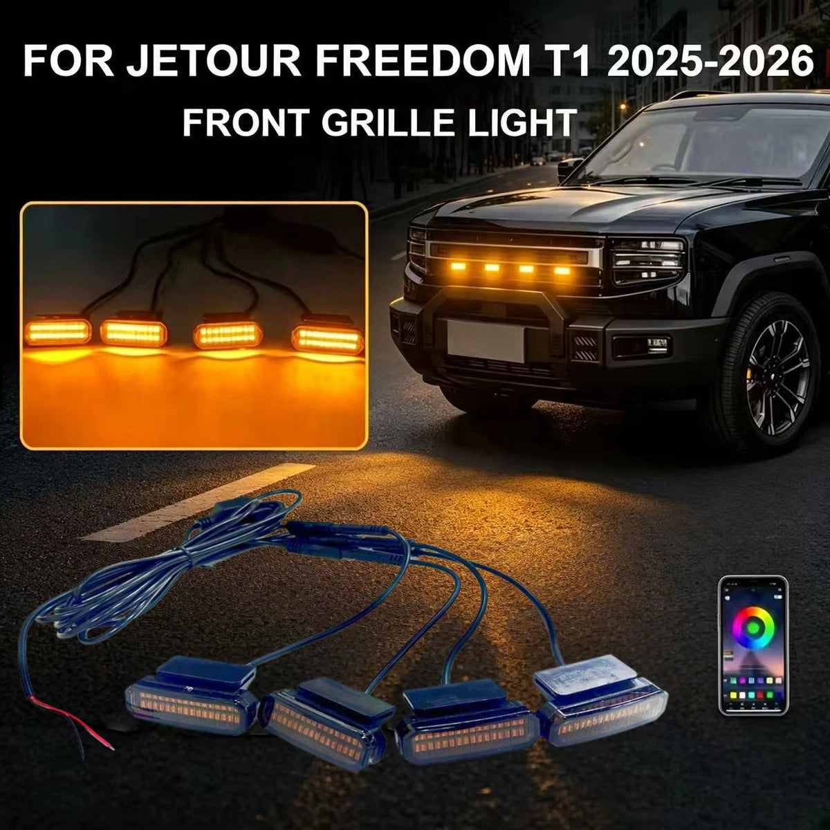 For Jetour Freedom T1 2025-2026 LED Front Grille Daytime
