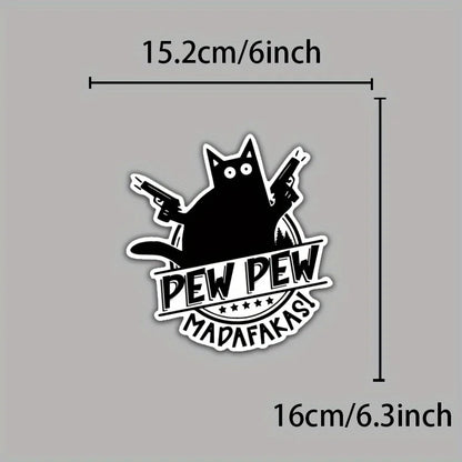 For Laptop Water Bottle Phone Pew Madafakas Cat Guns Vinyl