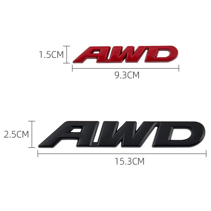 For Awd Logo Emblem Sticker Fender 3D Metal Letters Trunk Badge