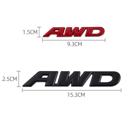 For Awd Logo Emblem Sticker Fender 3D Metal Letters Trunk Badge