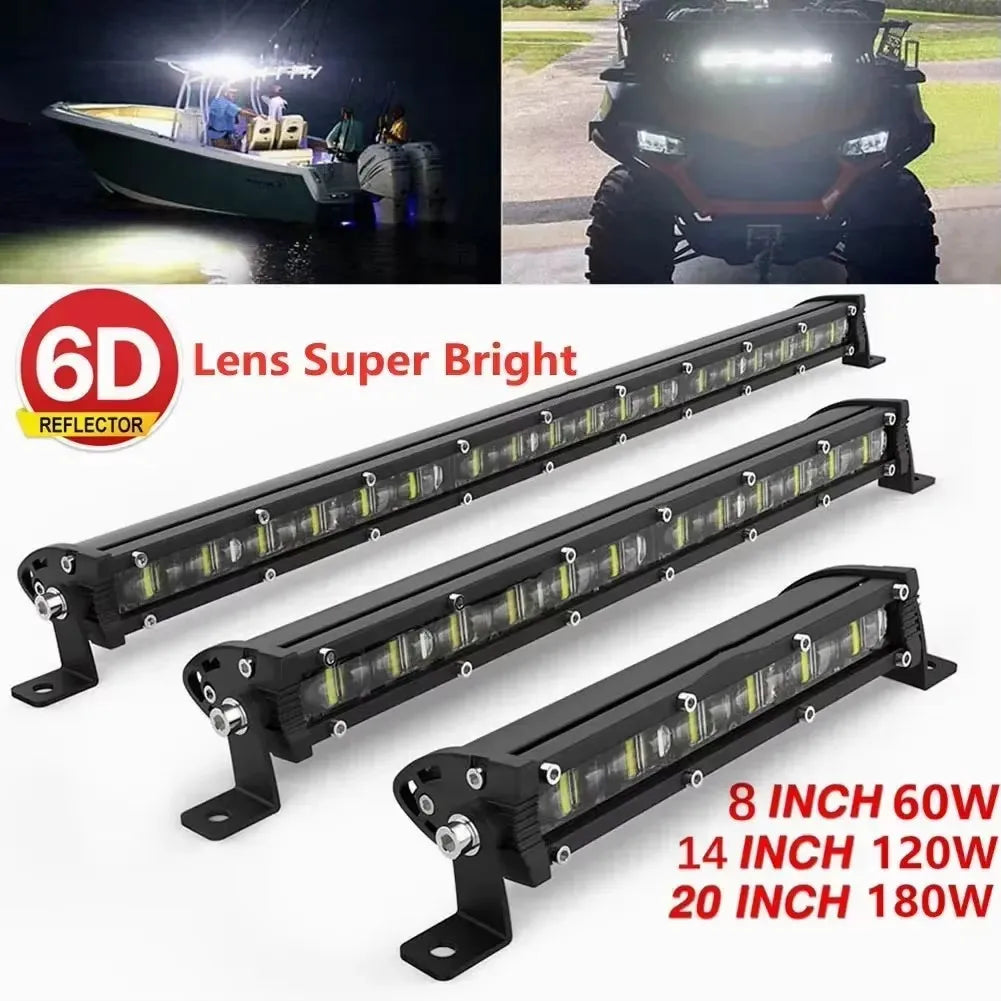 For Motorcycle 6D Ultra Strip Bar Inch Driving Fog Work 4X4