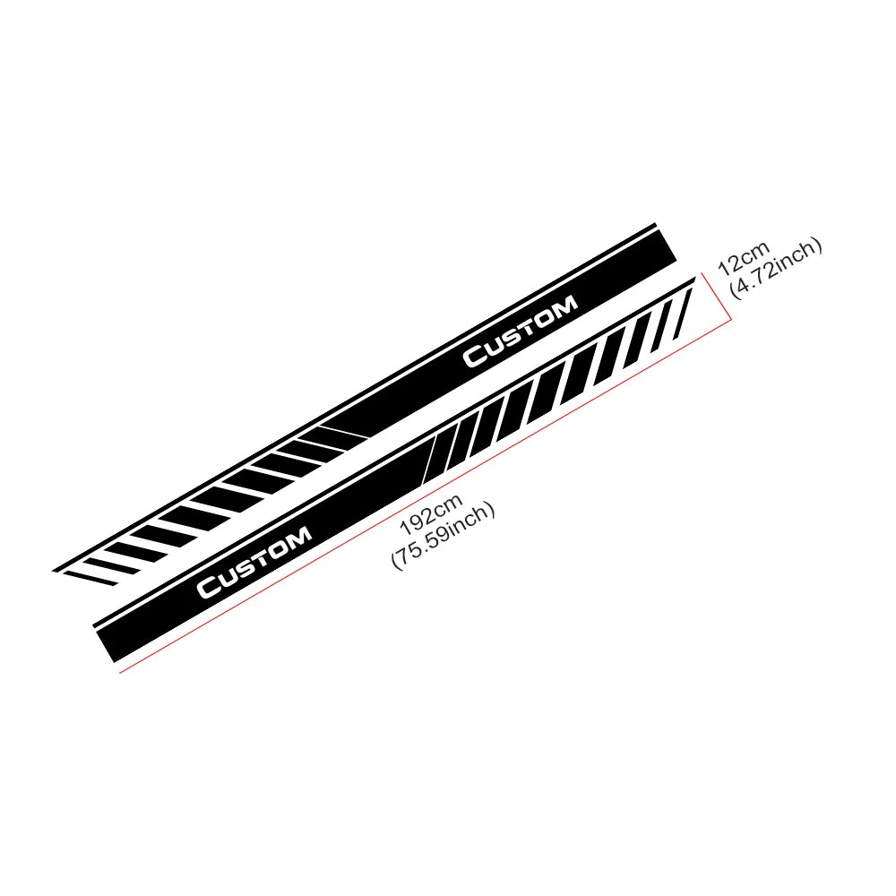 Side Skirt Body Stripes Sticker Customized Text Vinyl Decal
