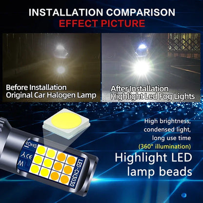 2PCS H8 H11 Fog Dual Color HB4 HB3 3030