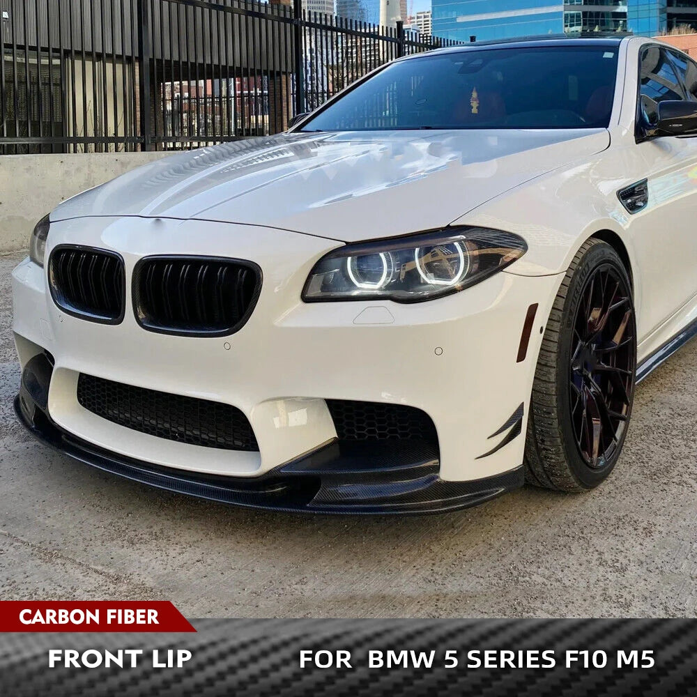 For BMW 5 Series F10 M5 Carbon Fiber Front Bumper Lip Spoiler