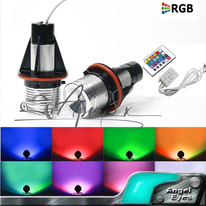 For BMW E39 E60 E87 E61 Marker Angel Eye Bulb 5W RGB Ir Remote