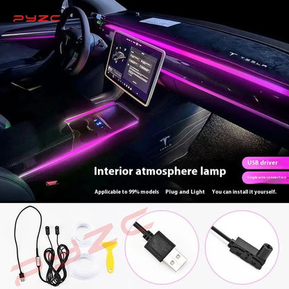 For Tesla Model 3 Interior LED Ambient Strip Made Acrylic Full