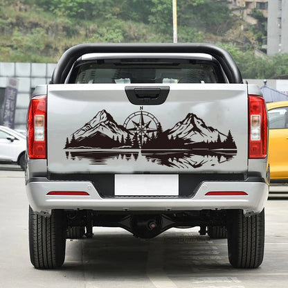 Large Mountain Range Lake Compass Camper Rv Sticker Decal