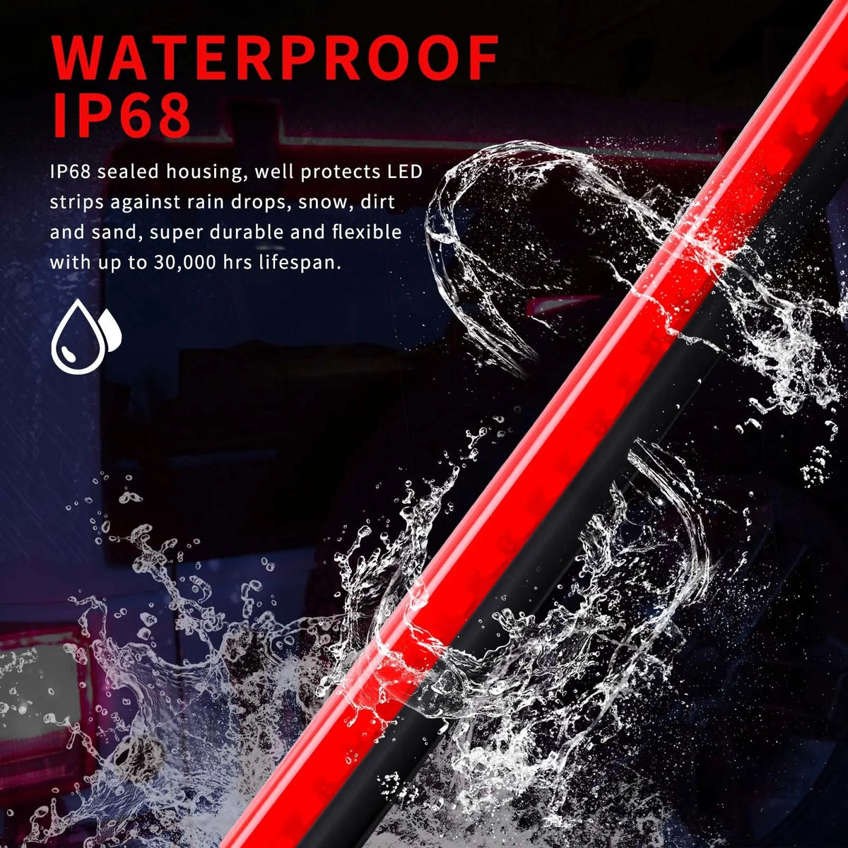 Unverisal 100CM Third Brake Strip Function Truck Red Sequential