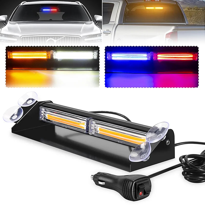 Cob Emergency Flasher Strobe Front Windshield Suction Cup Day