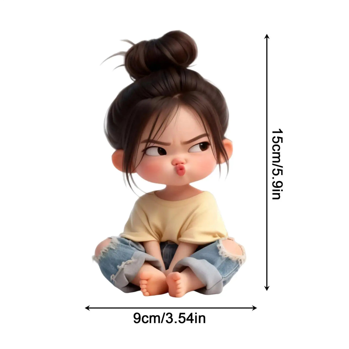 Cute Pouting Girl Pattern Decal Waterproof Vinyl Sticker 2D