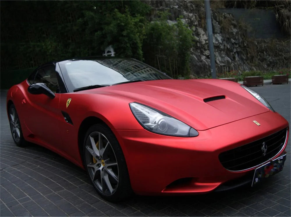 Tuning Red Matte Chrome Metallic Vinyl Wrap Air Release