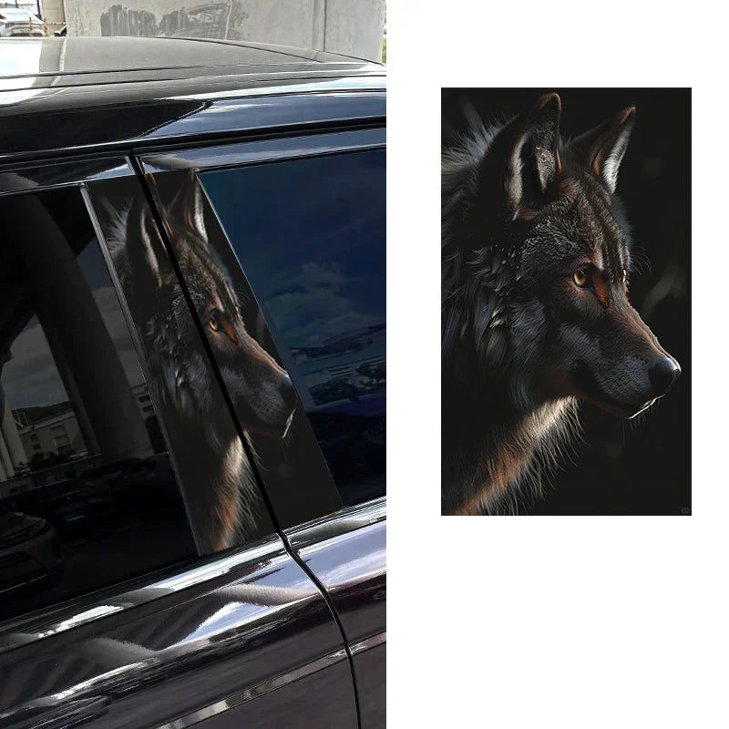2PCS Wolf Sticker b-pillar Vinyl Decal Animal Door Post