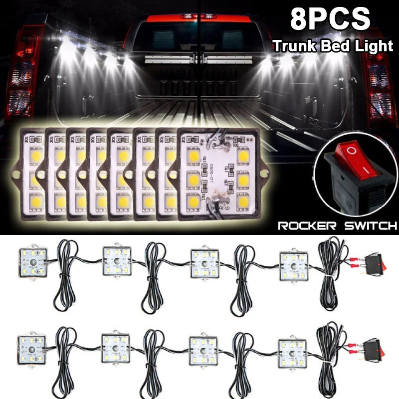For Toyota Chevy Dodge Pickup GMC 8PCS Pickup Truck Lighting Kit