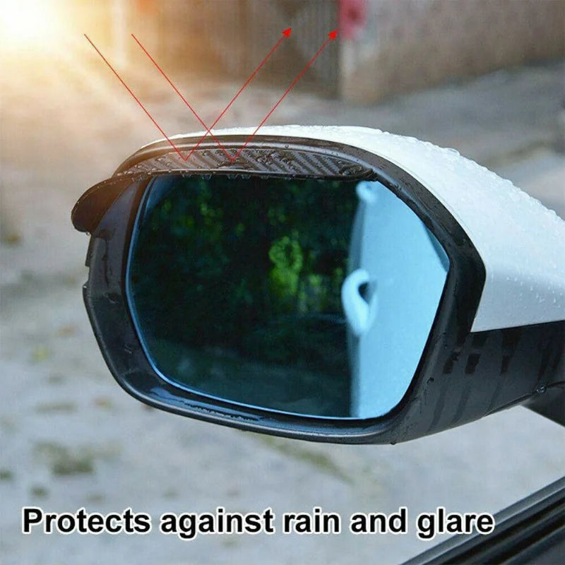 4PCS Rearview Mirror Rain Eyebrow Carbon Fiber Sun Visor